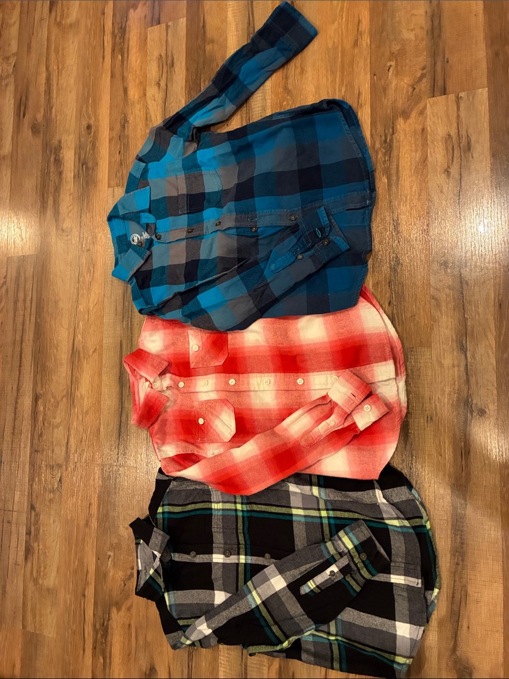 wonder nation Blue, Red & Black Plaid Kids Button-Down Shirt Set